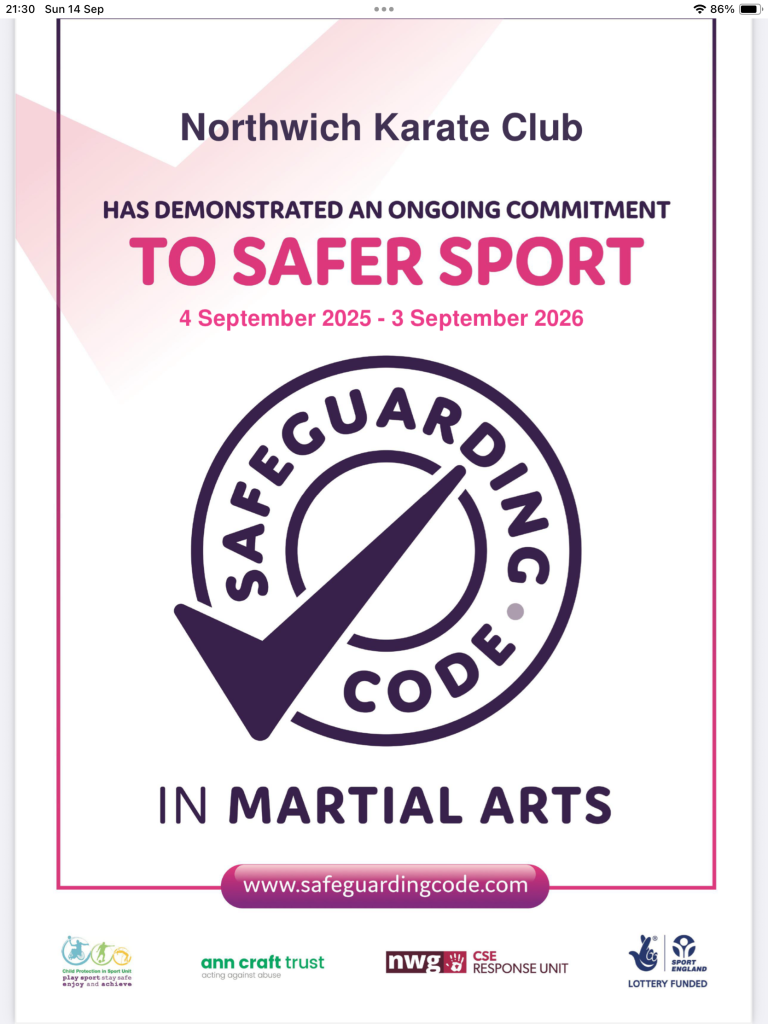 Northwich karate safeguarding